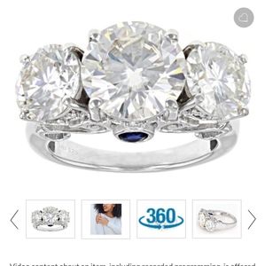 Moissanite and Blue Sapphire 8.14CTW Ring size 8
